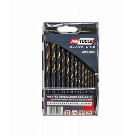 AWTOOLS Premium hengeres fémfúrószár 13 db-os szett 2 - 8 mm